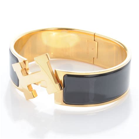 hermes h bracelet with black h|authentic Hermes clic clac bracelet.